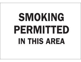 Smoking Permitted In This Area Sign, 7" H x 10" W x 0.06" D, Polystyrene