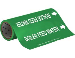 Boiler Feed Water Pipe Marker, 30' H x 12" W, Roll of 30', Fits Pipes, 2.5" Dia. Thru 6" Dia.