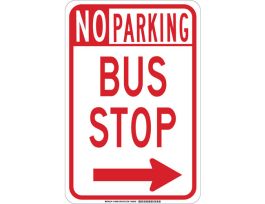 NO PARKING Bus Stop Sign, 18" H x 12" W x 0.035" D, Aluminum