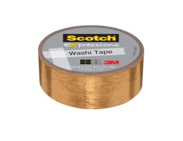 Scotch® Expressions Washi Tape C614-GLD, .59 in x 275 in (15 mm x 7 m) Gold Foil
