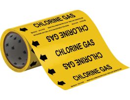 CHLORINE GAS Pipe Marker, 30' H x 8" W, Roll of 30', Fits Pipes 2" Dia. or Smaller