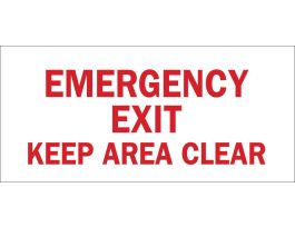 Emergency Exit Keep Area Clear Sign, 6.5" H x 14" W x 0.006" D