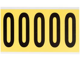 Repositionable Vinyl 4 in Black on Yellow, Numbers 0 Card of 5 Labels