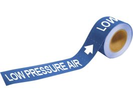 Self-Adhesive Pipe Marker: LOW PRESSURE AIR, 2" H x 12" W, Roll of 25 Each, Fits Pipes 2.5" Dia. Thru 6" Dia.