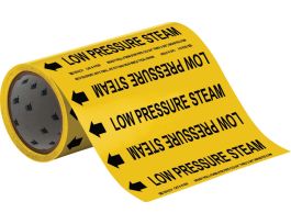 Low Pressure Steam Pipe Marker, 30' H x 8" W, Roll of 30', Fits Pipes 2" Dia. or Smaller