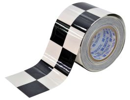 ToughStripe® Floor Marking Tape Roll -  Polyester, Checkered, Black on White, 4" x 100'