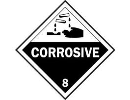Corrosive 8 Sign, 10.75" H x 10.75" W x 0.024" D, Paper