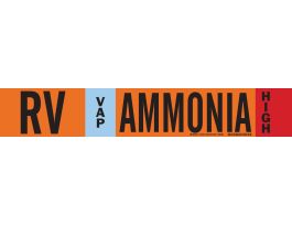 RV VAP AMMONIA HIGH Pipe Marker, 4" H x 24" W, Fits Pipes 8" Dia. or Larger
