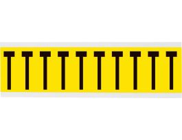 Repositionable Vinyl 2 in Black on Yellow, Letters T Card of 10 Labels