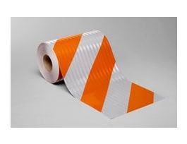 3M™ Flexible Prismatic Reflective Barricade Sheeting 3336R Orange/White, 6 in stripe/right, 7 in x 100 yd