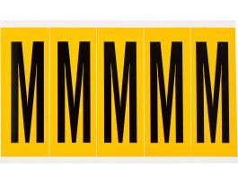 Outdoor Vinyl 3.875 in Black on Yellow Letters M Card of 5 Labels