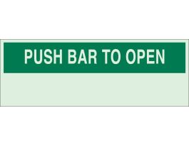 BradyGlo Push Bar To Open Sign, 5" H x 14" W x 0.063" D, Polystyrene