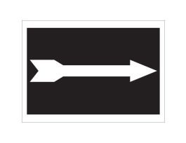 Right Arrow Sign, 7" H x 10" W x 0.06" D, Polystyrene, White on Black