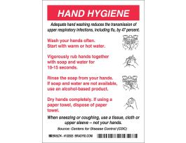 HAND HYGIENE Sign, 7" H x 5" W x 0.004" D, Vinyl
