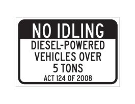 NO IDLING Diesel-Powered Vehicles Over 5 Tons Act 124 Of 2008 Sign, 12" H x 18" W x 0.006" D, Polyester