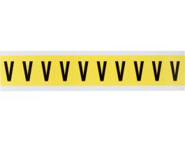 Repositionable Vinyl 1 in Black on Yellow, Letters V Card of 10 Labels