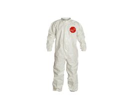 Tychem® 4000 Coverall, Collar, Elastic Wrists and Ankles, Storm Flap, Taped Seams, 6/CS, White