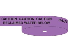 Identoline® Underground Tape Roll - Polyethylene, CAUTION BURIED RECLAIMED WATER LINE BELOW, Black on Purple, 6" x 1000'