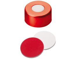 Red Aluminum Crimp Cap, 11mm Dia., Silicone/PTFE Septum; 1000/pk