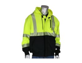 Arc Rated Hi-Vis ANSI 107 Black Bottom Sweatshirt, Hooded with zip