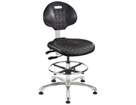 Mid Height Polyurethane Chair, Black, Polished Aluminum Base, Articulating Seat & Back Tilt