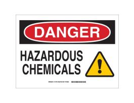 DANGER Hazardous Chemicals w/Pictogram Sign, 10" H x 14" W x 0.1" D, Fiberglass