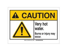 CAUTION Very Hot Water Burns Or Injury May Occur Sign, 7" H x 10" W x 0.006" D, Polyester