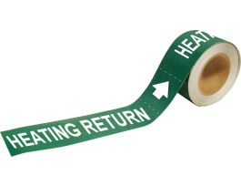 HEATING RETURN Pipe Marker, 1" H x 8" W, Roll of 25 Each, Fits Pipes 1.5" Dia. Thru 2" Dia.