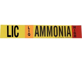 LIC LIQ AMMONIA HIGH Pipe Marker, 4" H x 24" W, Fits Pipes 8" Dia. or Larger