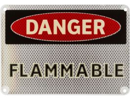 DANGER Flammable Sign, 7" H x 10" W, Black/Red on Glow
