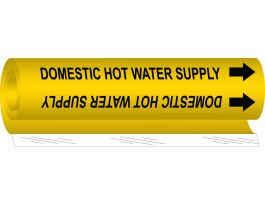 Domestic Hot Water Supply Pipe Marker, 26" H x 12" W, Fits Pipes 2.5" Dia. Thru 7.875" Dia.