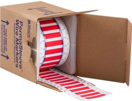 PermaSleeve Heat Shrink Wire and Cable Labels 1/4" Dia for 3" Core Printers - 2" Red Double-Sided