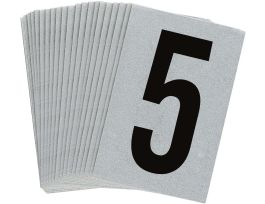 BradyLite 1 in Reflective Numbers Black on Silver, 5 25/PK