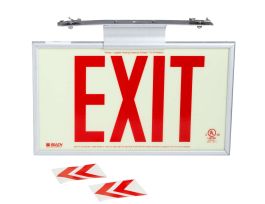BradyGlo Exit Sign w/Two Labels, 10.85" H x 15.75" W x 0.25" D