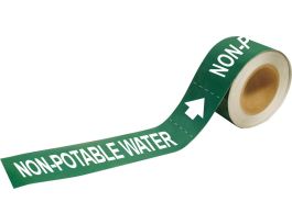Non-Potable Water Pipe Marker, 1" H x 8" W, Roll of 25 Each, Fits Pipes 1.5" Dia. Thru 2" Dia.
