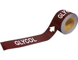 Self-Adhesive Pipe Marker: GLYCOL, 2" H x 12" W, Roll of 25 Each
