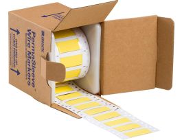 Low Smoke Zero Halogen Double Sided PermaSleeve Heat Shrink Tubing, 0.5" Dia x 2" W, Yellow, Roll of 250 Each