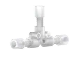 Low-Pressure Tee Assembly, Natural ETFE, 0.050" Bore, 1/8" OD Tubing, 1/4-28 Flat Bottom; 1/EA