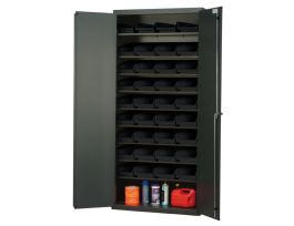 CABINET W/36 BLACK BINS STEEL 36X18X78IN