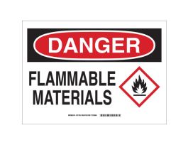 DANGER Flammable Materials w/Pictogram Sign, 10" H x 14" W x 0.06" D, Polystyrene