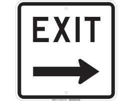 Exit Sign, 18" H x 18" W x .035" D, Arrow Direction: Right