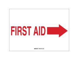 First Aid Sign, 7" H x 10" W x 0.06" D, Polystyrene, Arrow Direction: Right