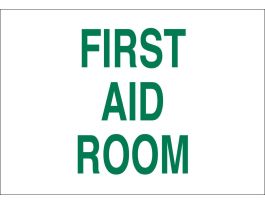 First Aid Room Sign, 10" H x 14" W x 0.006" D, Polyester