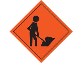 Construction Worker Picto Sign, 36" H x 36" W, Mesh