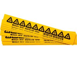 Warning Labels: Vinyl, Black on Yellow, 0.5" H x 0.5" W, Flammable Material Pictogram