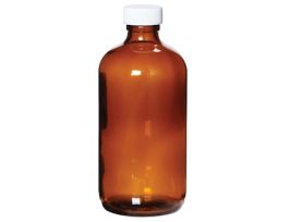 Boston Round Amber Glass Bottle, Level 3, 250 mL, Septa Top; 12/Cs