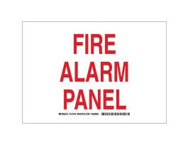 Fire Alarm Panel Sign, 7" H x 10" W x 0.06" D, Red on White, Polystyrene