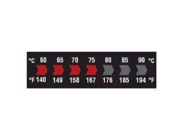 Reversible 7-Point Horizontal Temperature Label Black/Red, 60-90C/140-194F; 10/Pk