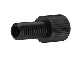 Super Flangeless Nut, Standard Knurl, Black PPS, 1/32" or 1/16" OD Tubing, M6 Flat Bottom; 1/EA