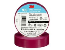 3M™ Temflex™ Vinyl Electrical Tape 165, Purple, 3/4 in x 60 ft (19 mm x 18 m), 6 mil, 100 Rolls/Case